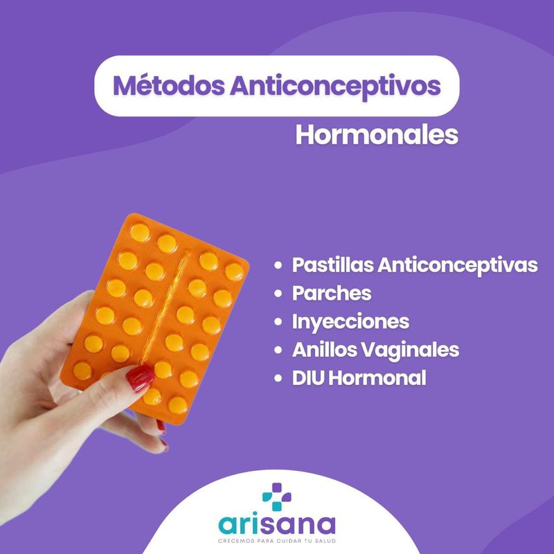 Infografía de métodos anticonceptivos hormonales - Arisana