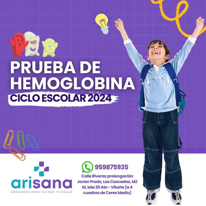 Campaña de prueba de hemoglobina para el ciclo escolar 2024 en Arisana
